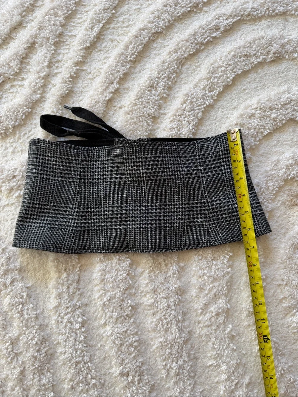Plaid Lace up Corset Belt in Black and Gray